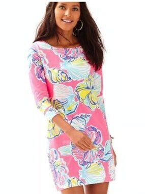 Lilly Pulitzer Marlowe Dress 100% Cotton Swept By The Tides Print Size XS